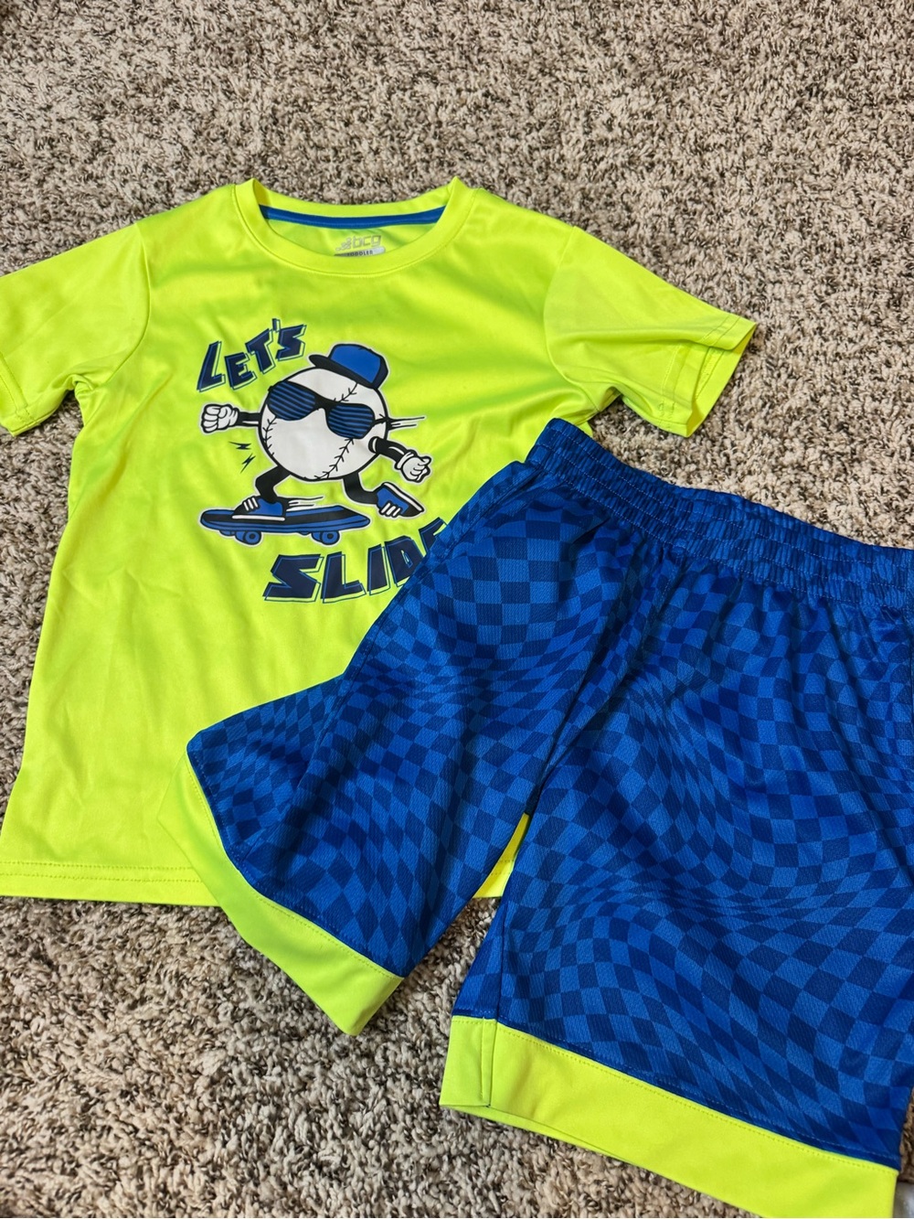 bcg Neon Yellow & Blue Skate Graphic Kids Matching Set